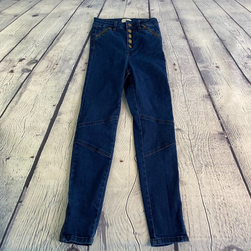 Cotton On High Grazer Button Fly Skinny Jeans Blue